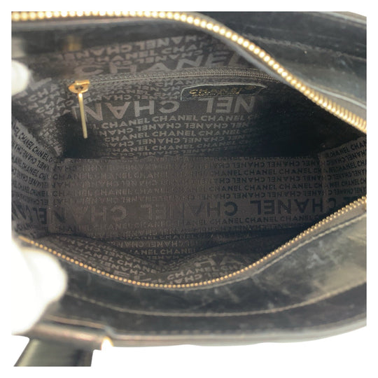 CHANEL Tote Bag lambskin black Chocolate bar COCO Mark