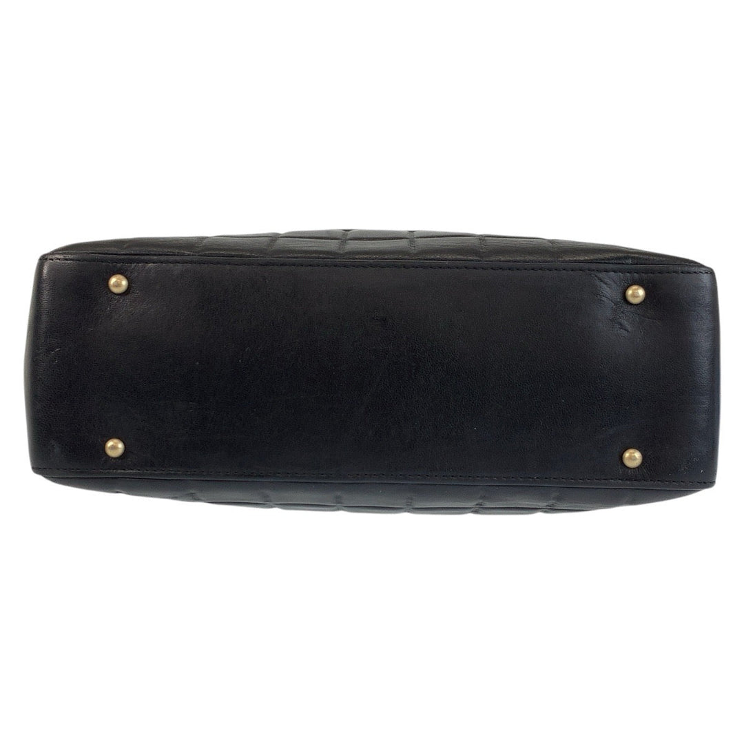 CHANEL Tote Bag lambskin black Chocolate bar COCO Mark