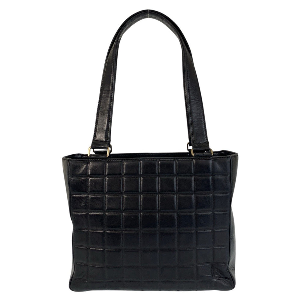 CHANEL Tote Bag lambskin black Chocolate bar COCO Mark