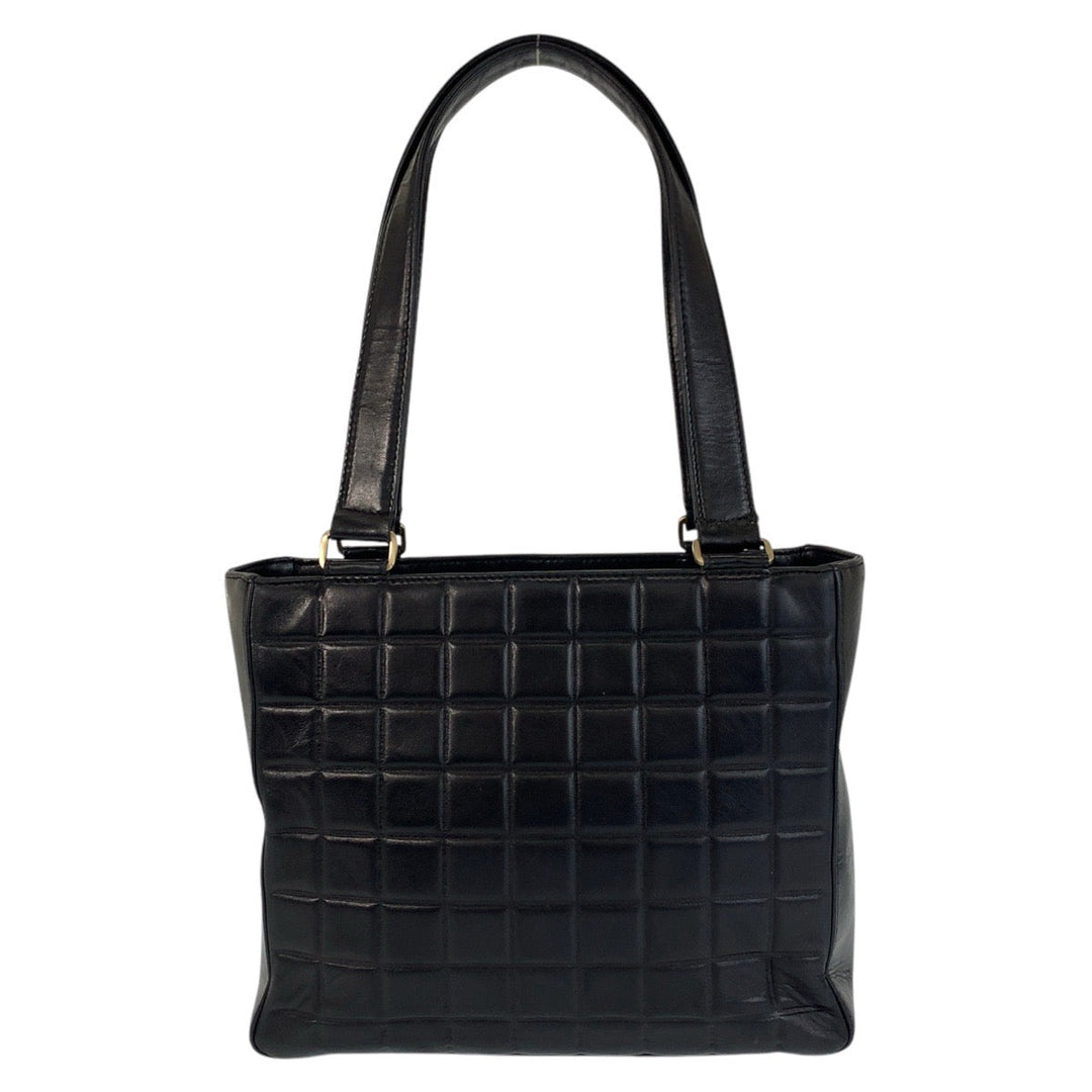 CHANEL Tote Bag lambskin black Chocolate bar COCO Mark