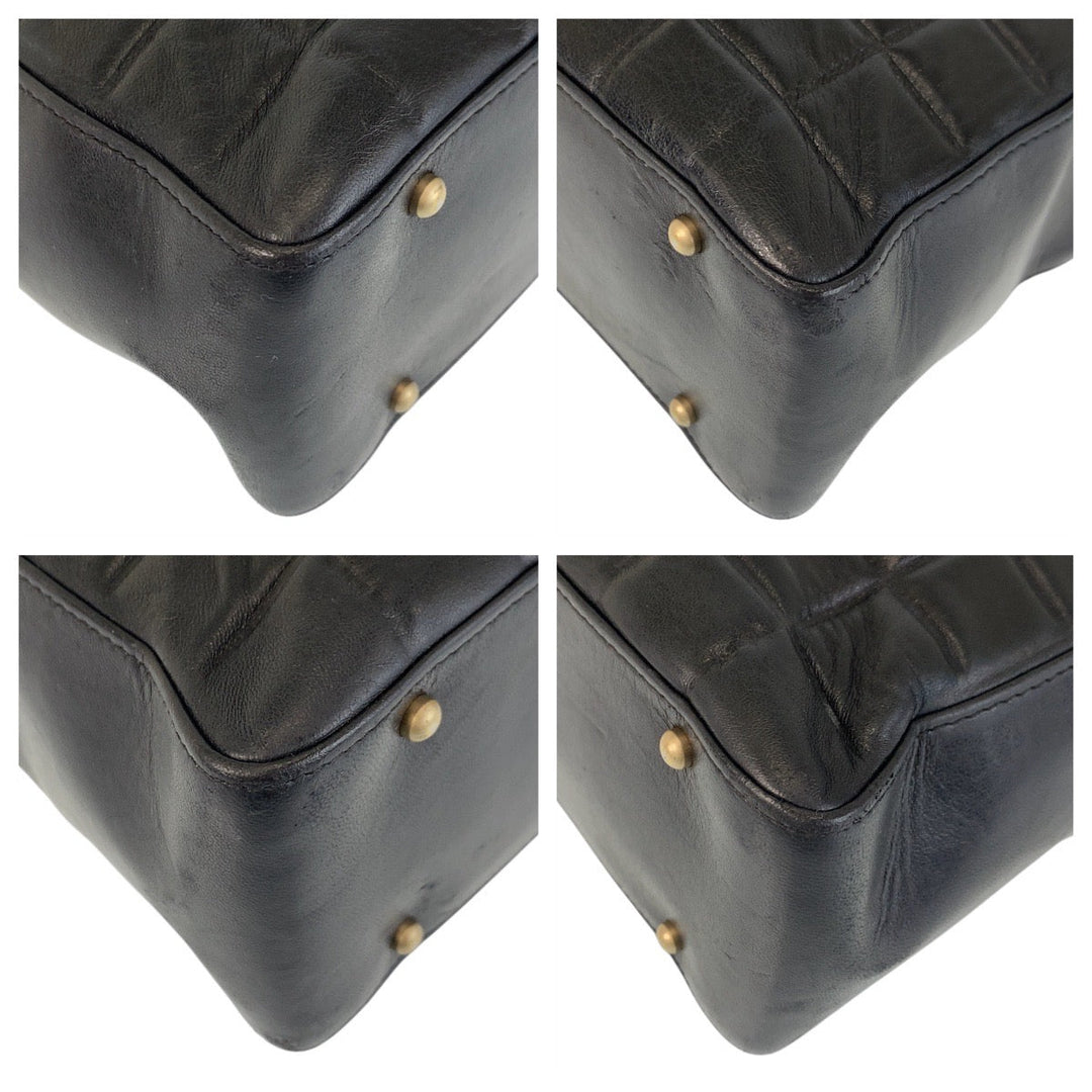 CHANEL Tote Bag lambskin black Chocolate bar COCO Mark