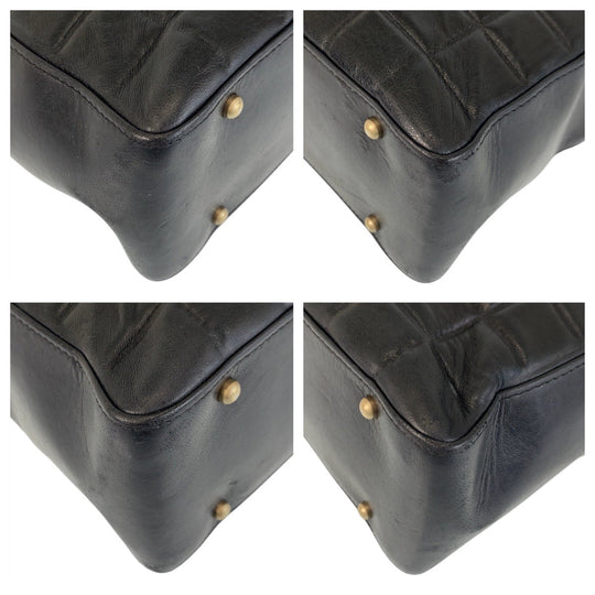 CHANEL Tote Bag lambskin black Chocolate bar COCO Mark