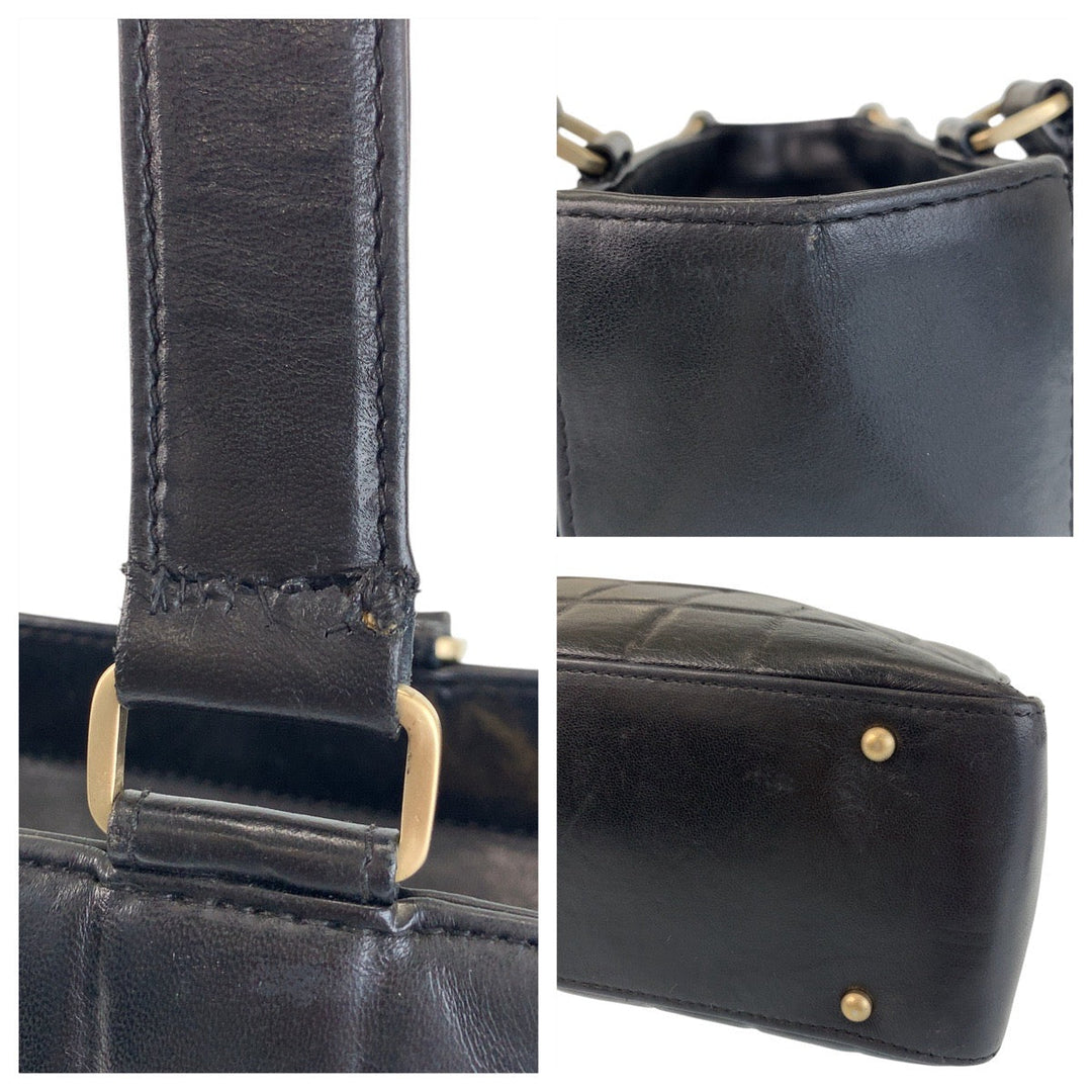 CHANEL Tote Bag lambskin black Chocolate bar COCO Mark