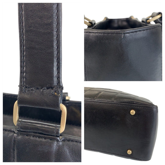 CHANEL Tote Bag lambskin black Chocolate bar COCO Mark