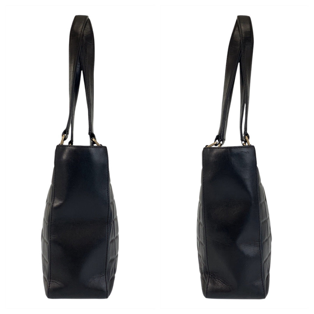 CHANEL Tote Bag lambskin black Chocolate bar COCO Mark