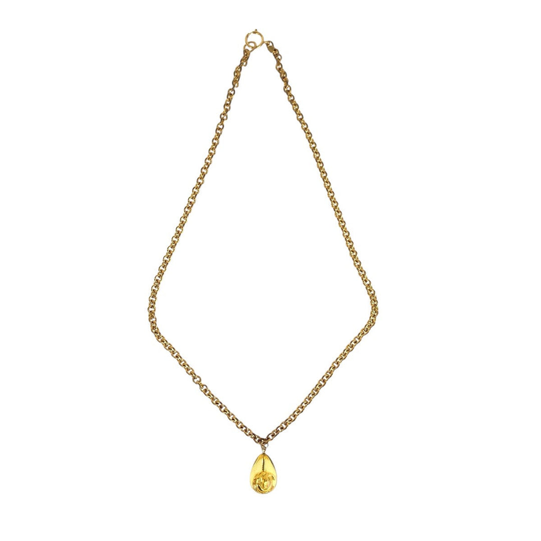 CHANEL Necklace metal gold teardrop