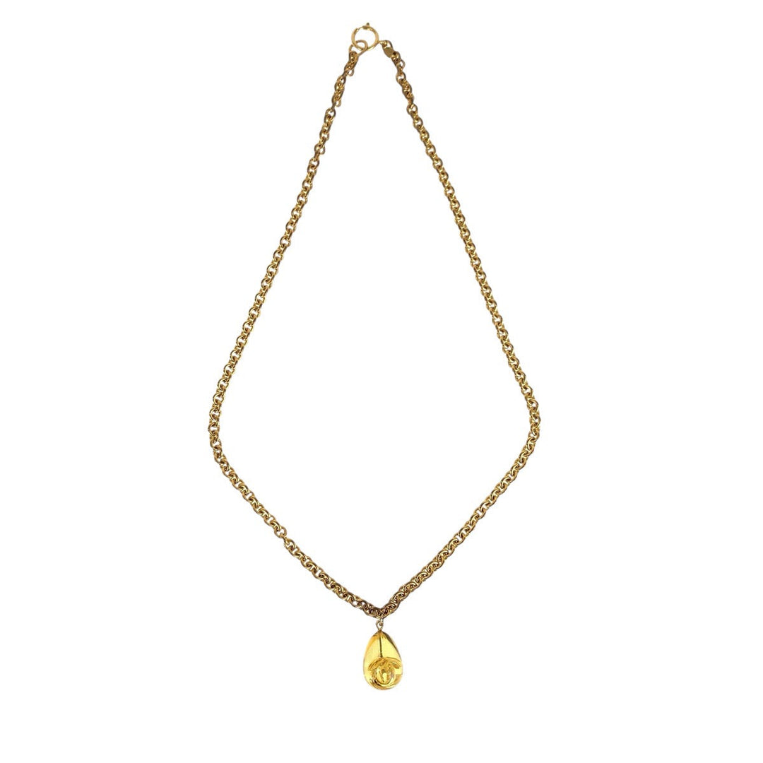 CHANEL Necklace metal gold teardrop