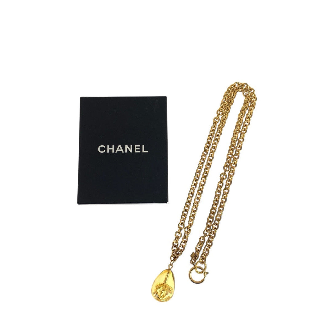 CHANEL Necklace metal gold teardrop