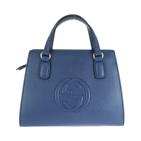 GUCCI Handbag 607722 leather blue Soho logo