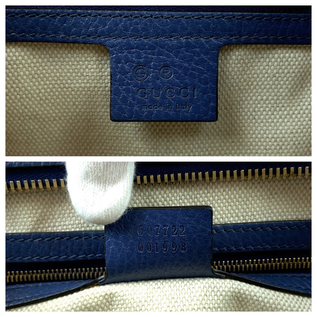 GUCCI Handbag 607722 leather blue Soho logo