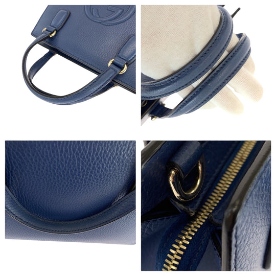 GUCCI Handbag 607722 leather blue Soho logo