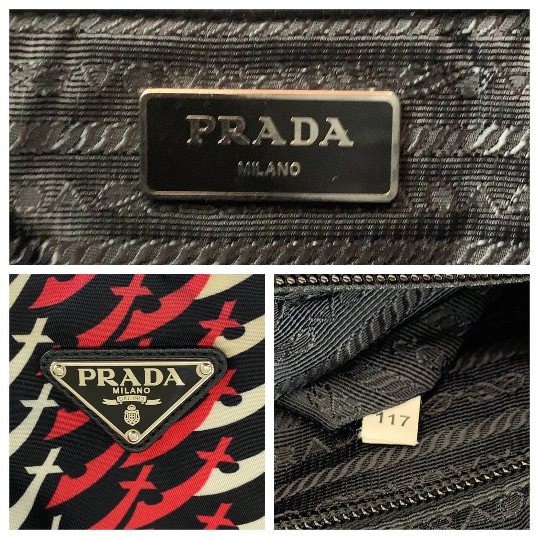 PRADA Tote Bag B4696P Nylon Red Test Triangle With logo knife