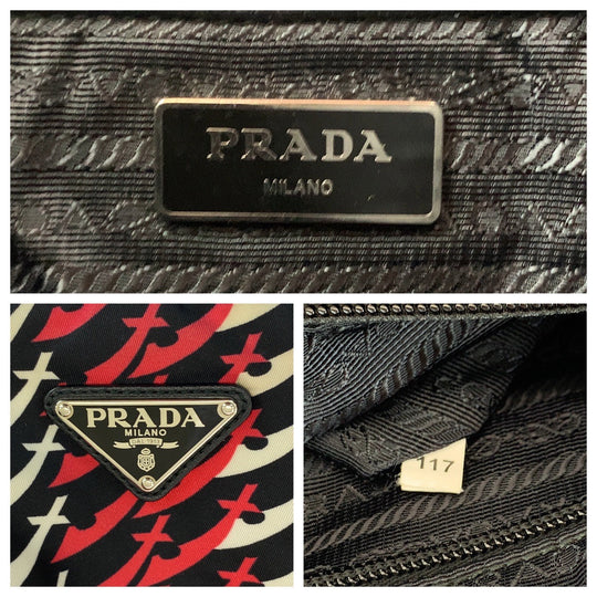 PRADA Tote Bag B4696P Nylon Red Test Triangle With logo knife