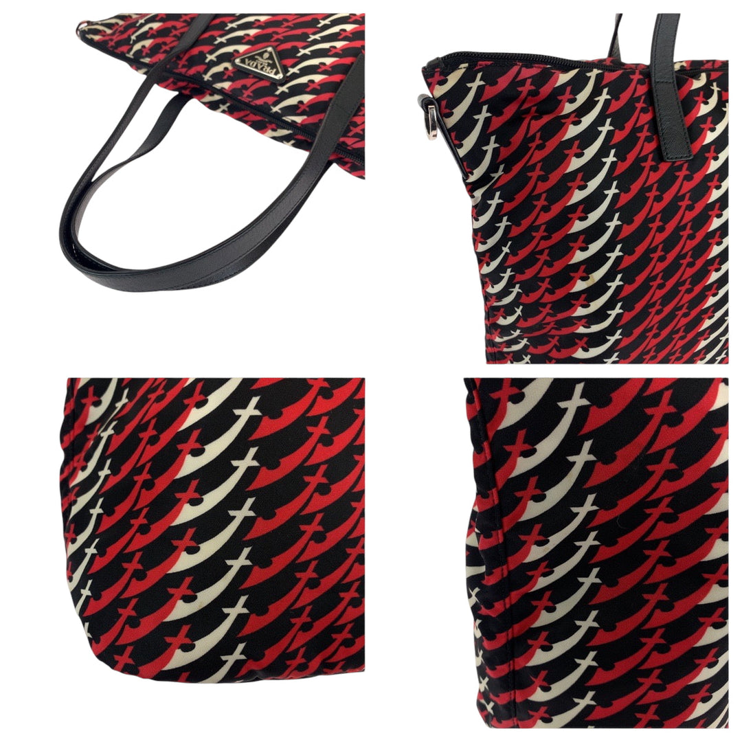 PRADA Tote Bag B4696P Nylon Red Test Triangle With logo knife