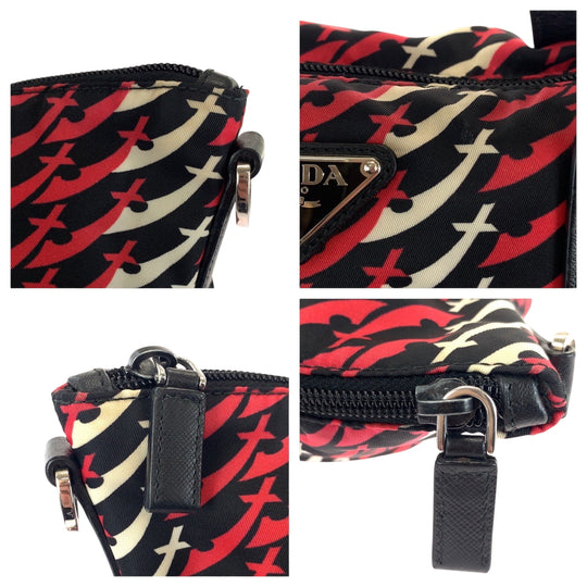 PRADA Tote Bag B4696P Nylon Red Test Triangle With logo knife