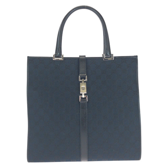 GUCCI Tote Bag 002 1064 GG canvas Black SilverMetal Jackie