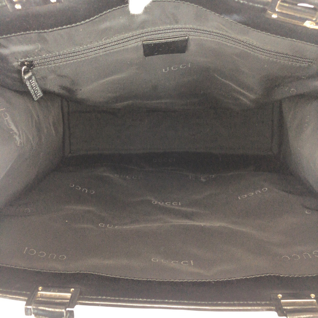 GUCCI Tote Bag 002 1064 GG canvas Black SilverMetal Jackie