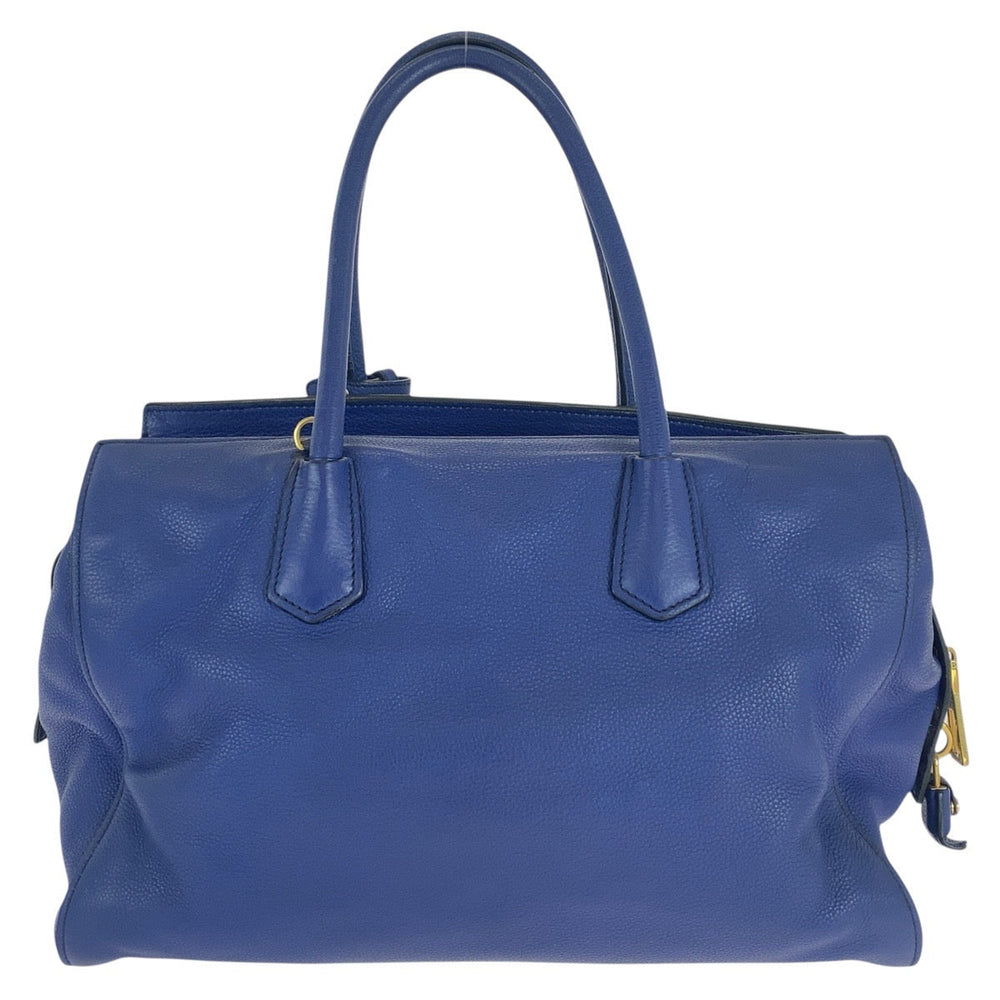 PRADA Handbag leather blue Witte Loglein Triangle With logo