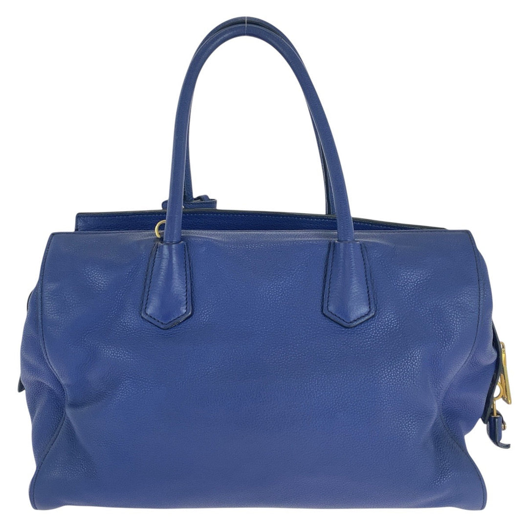 PRADA Handbag leather blue Witte Loglein Triangle With logo