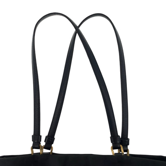 PRADA Tote Bag Nylon, Leather Black GoldMetal Tote Bag Shoulder Bag Test Triangle With logo Women Used Authentic