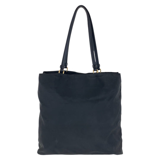 PRADA Tote Bag Nylon, Leather Black GoldMetal Tote Bag Shoulder Bag Test Triangle With logo Women Used Authentic