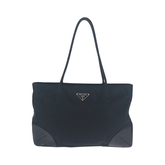 PRADA Tote Bag BN0686 Nylon Black SilverMetal Tote Bag Shoulder Bag Test Triangle With logo Women Used Authentic