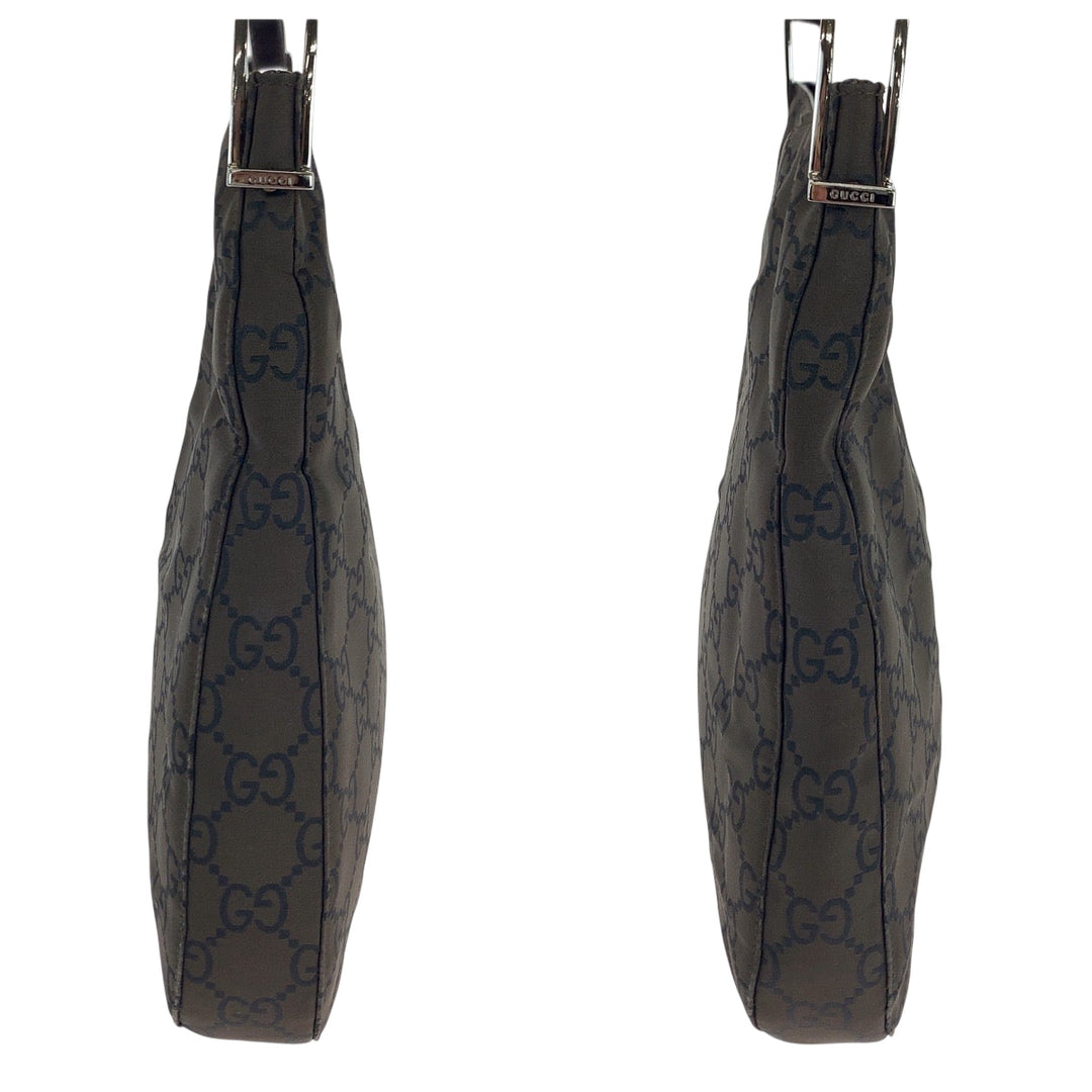 GUCCI Shoulder Bag 001 3166 Nylon Dark Brown SilverMetal One Shoulder Bag Women Used Authentic