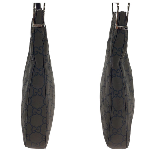 GUCCI Shoulder Bag 001 3166 Nylon Dark Brown SilverMetal One Shoulder Bag Women Used Authentic