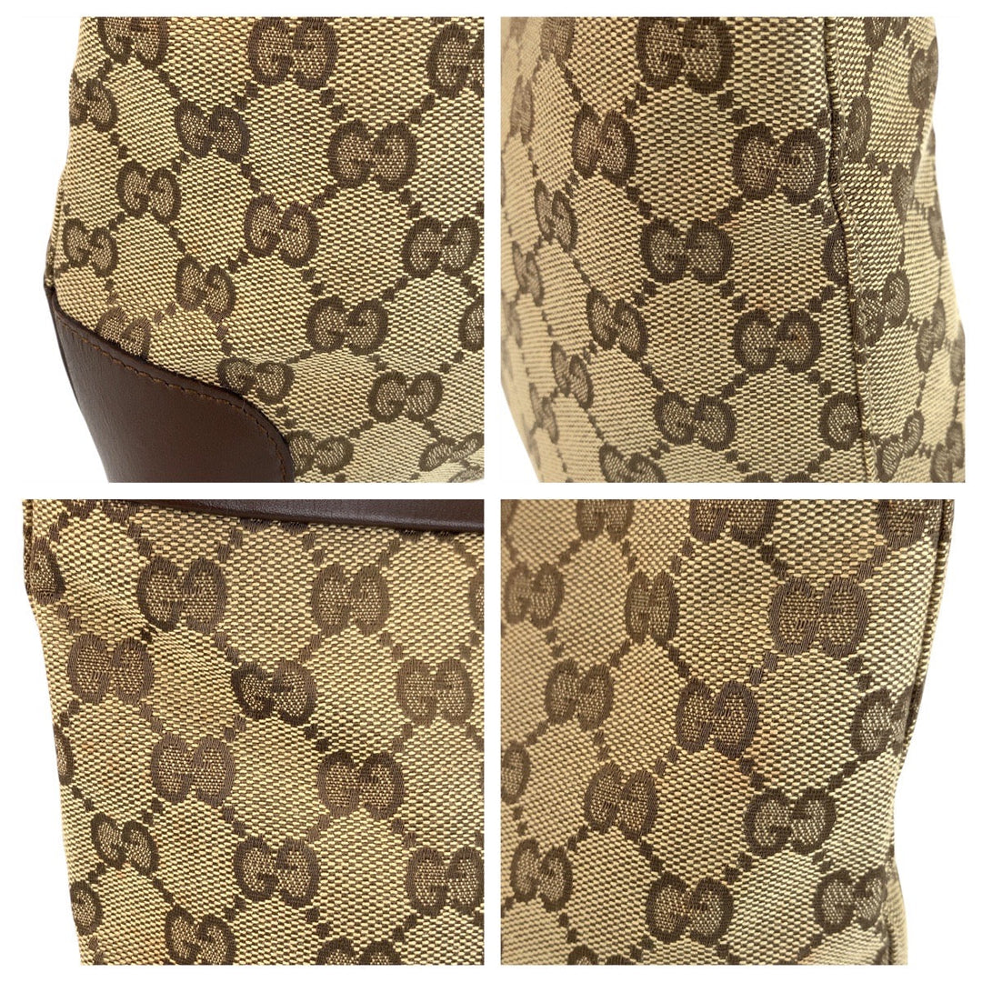 GUCCI Tote Bag 002 1119 GG canvas Beige Brown Gold Metal