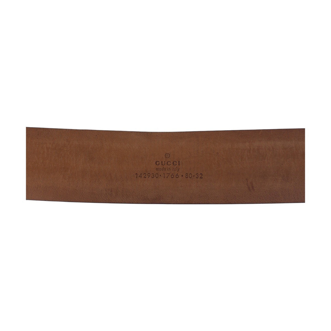 GUCCI belt 142930 GG Supreme canvas, leather Brown Silver Metal Belts Unisex Interlocking mens(Unisex) 32 Used Authentic
