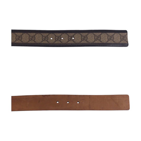 GUCCI belt 142930 GG Supreme canvas, leather Brown Silver Metal Belts Unisex Interlocking mens(Unisex) 32 Used Authentic