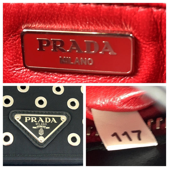 PRADA Shoulder Bag 1BD010 Nylon black Test Triangle With logo grommet