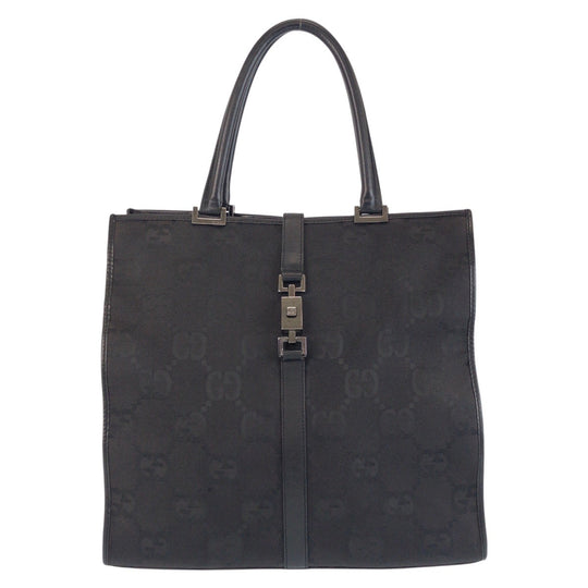 GUCCI Tote Bag 002 1064 GG canvas, leather Black black Tote Bag Shoulder Bag Jackie GG Jumbo Women Used Authentic