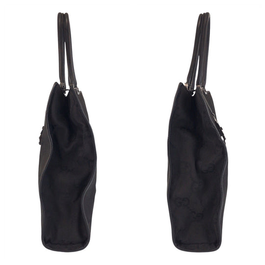 GUCCI Tote Bag 002 1064 GG canvas, leather Black black Tote Bag Shoulder Bag Jackie GG Jumbo Women Used Authentic