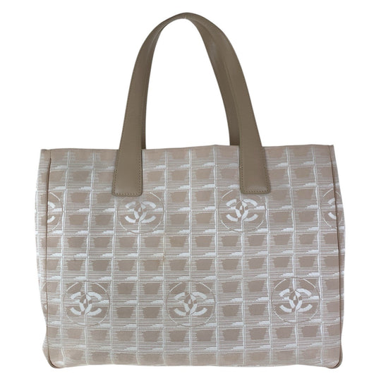 CHANEL Tote Bag canvas beige New travel line