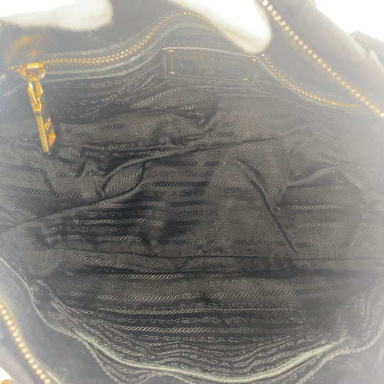 PRADA Shoulder Bag Nylon, Leather Black GoldMetal Shoulder Bag handbag Test Ruched Women Used Authentic