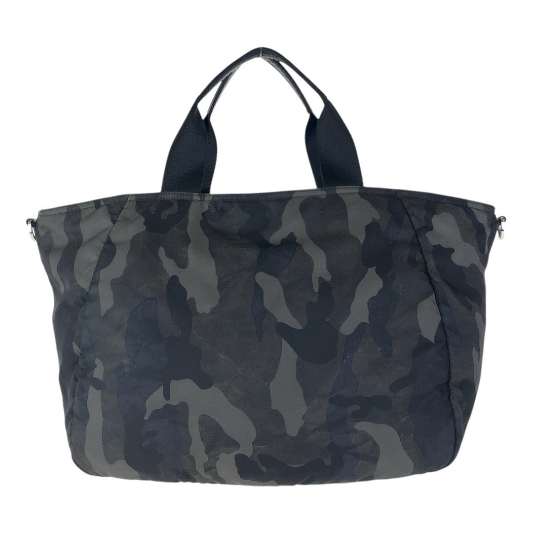 PRADA Tote Bag Nylon Khaki SilverMetal Tote Bag Shoulder Bag 2way Tessuto Camouflage Triangle With logo mens Used Authentic