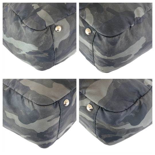 PRADA Tote Bag Nylon Khaki SilverMetal Tote Bag Shoulder Bag 2way Tessuto Camouflage Triangle With logo mens Used Authentic