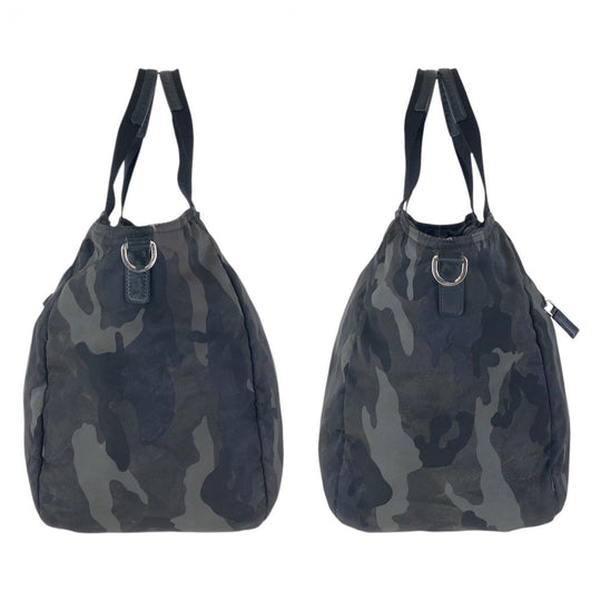 PRADA Tote Bag Nylon Khaki SilverMetal Tote Bag Shoulder Bag 2way Tessuto Camouflage Triangle With logo mens Used Authentic