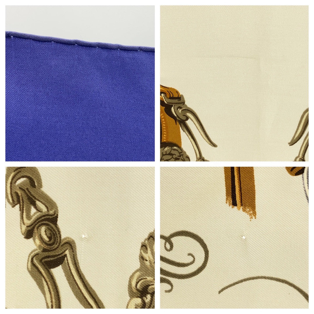 HERMES scarf silk Navy multi-color BRIDES de GALA Ceremony Bridle Carre90 Women Used Authentic