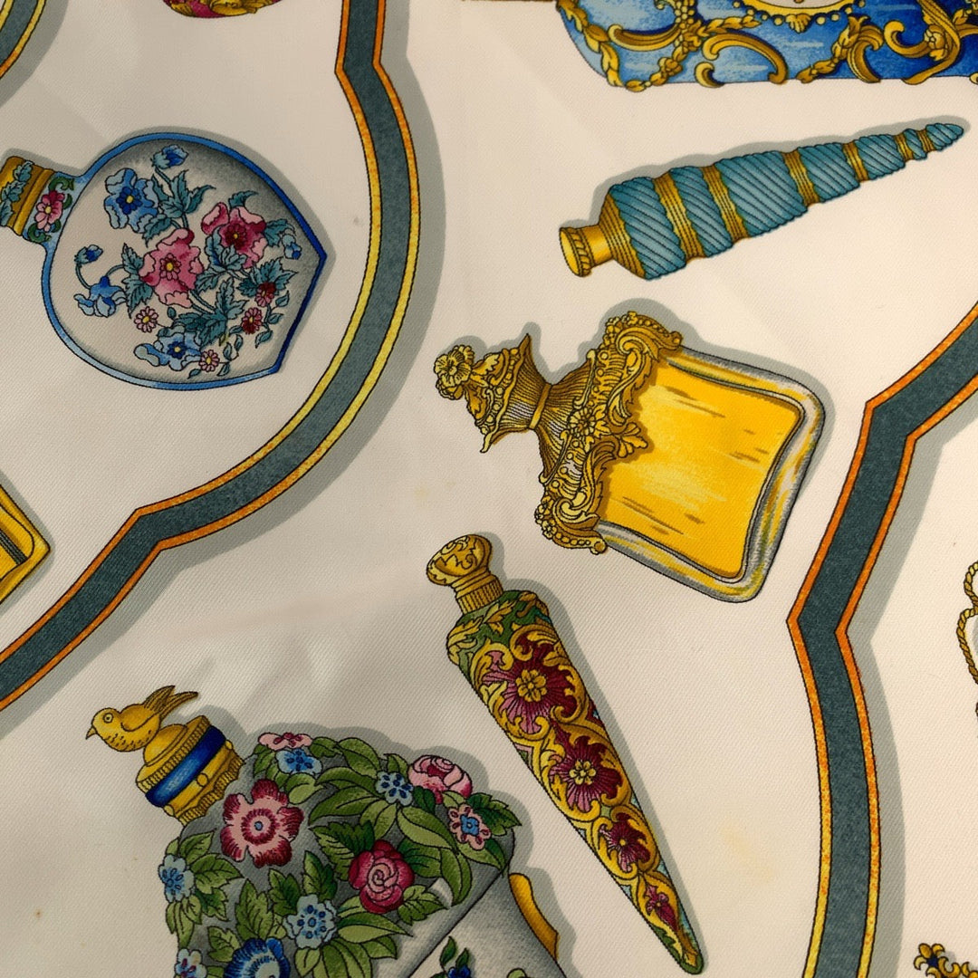 HERMES scarf silk Pink multicolor Large format Calfskin Perfume bottle Carre90 Women Used Authentic