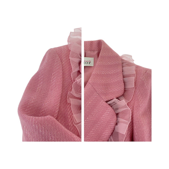 Dior tailored jacket wool pink Frill No Size (See Description)
