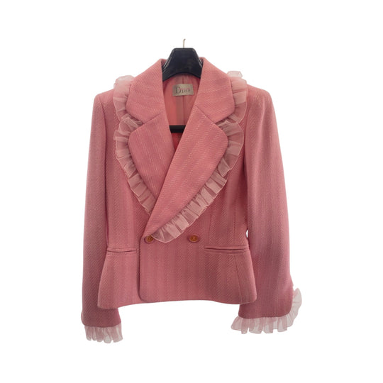 Dior tailored jacket wool pink Frill No Size (See Description)