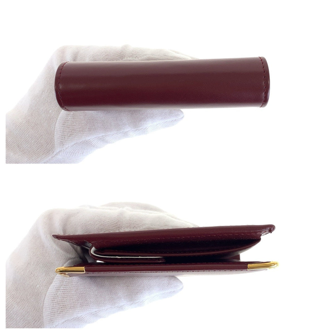 CARTIER Bifold Wallet leather Wine Red Bordeaux Must Line