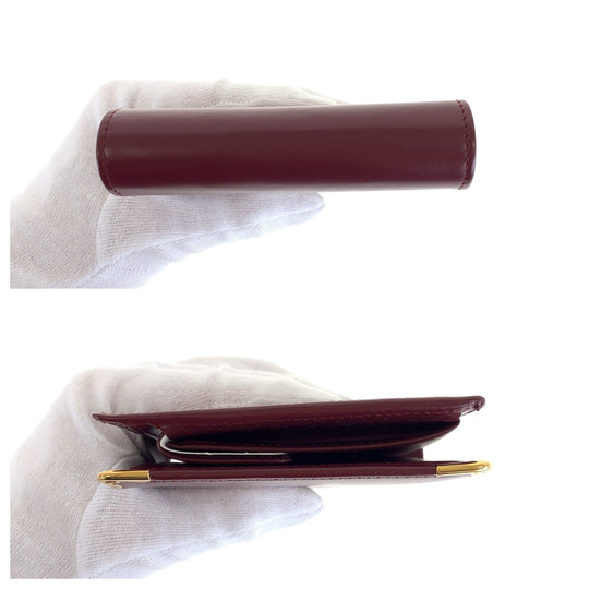 CARTIER Bifold Wallet leather Wine Red Bordeaux Must Line