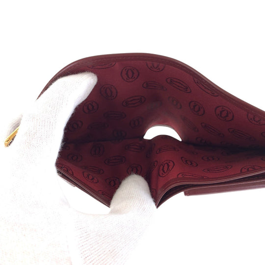 CARTIER Bifold Wallet leather Wine Red Bordeaux Must Line