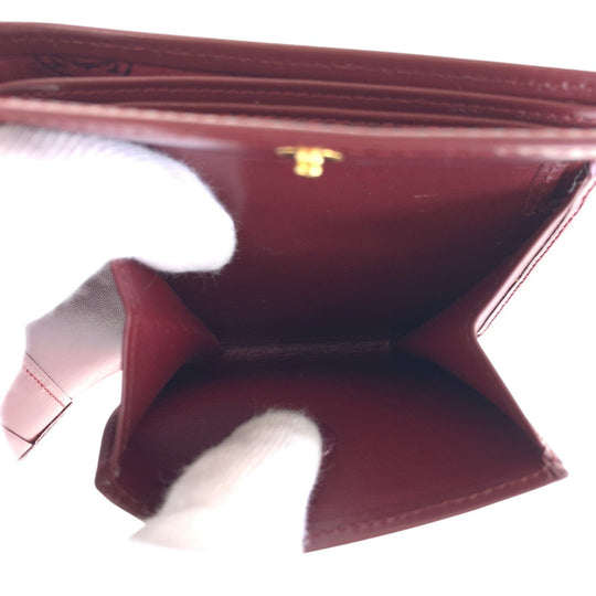 CARTIER Bifold Wallet leather Wine Red Bordeaux Must Line