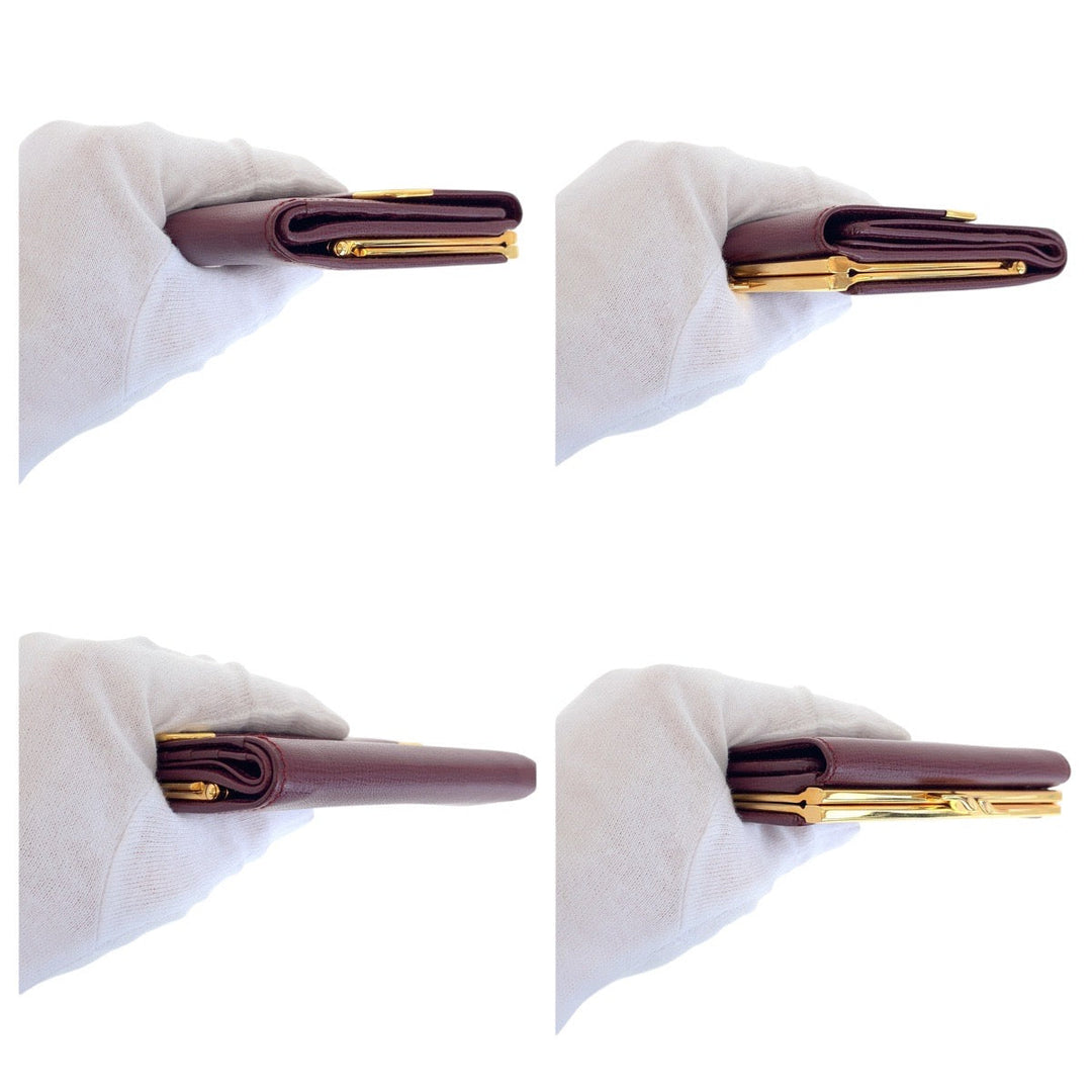 CARTIER Bifold Wallet leather Wine Red Bordeaux Must Line