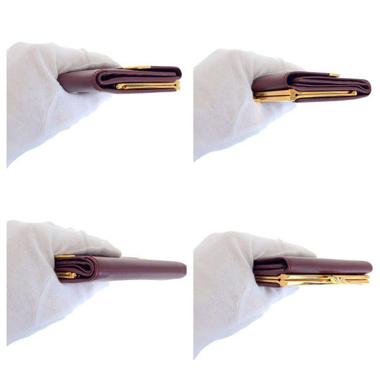 CARTIER Bifold Wallet leather Wine Red Bordeaux Must Line