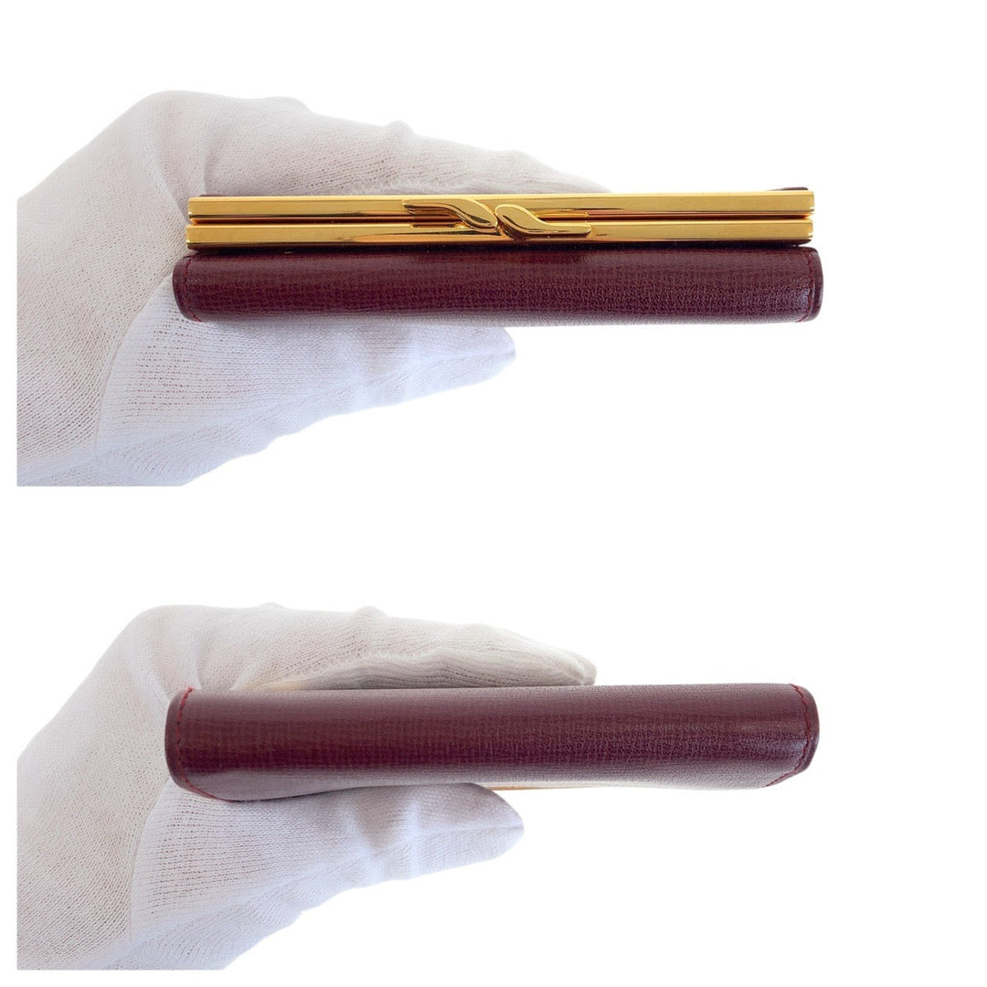 CARTIER Bifold Wallet leather Wine Red Bordeaux Must Line